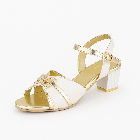 Golden White Fancy Heel 8002